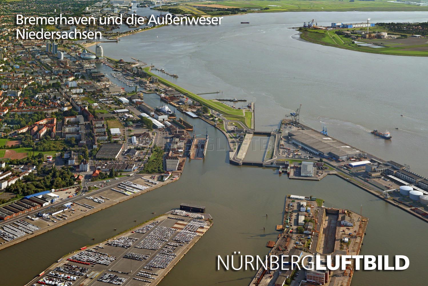Bremerhaven und die Außenweser, Luftaufnahme