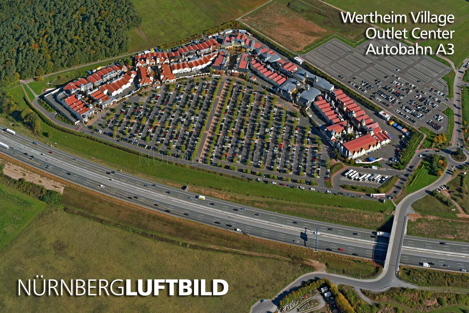 Wertheim Village, Outlet Center, Autobahn A3, Luftaufnahme
