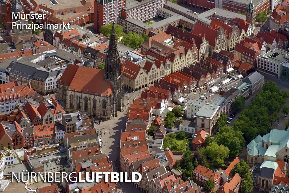 Luftaufnahme Münster, Prinzipalmarkt und Lambertikirche